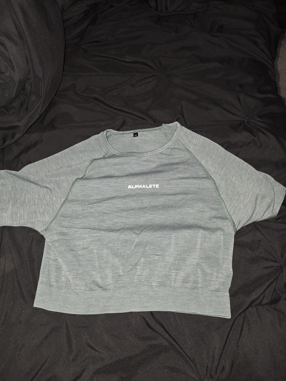Alphalete Sage Green Cropped Raglan Performance Top